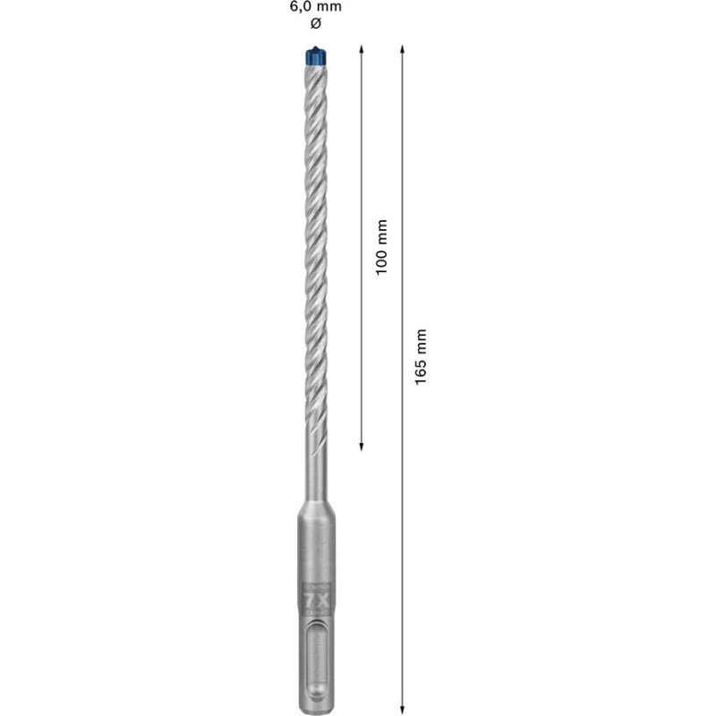 BOSCH Бур по бетону SDS-7X для армованого бетону 6x100x165 (2608900072)