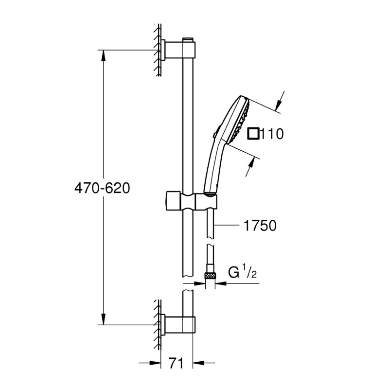 Grohe Quickfix Vitalio Comfort 110 Душовий гарнітур, 3 режими струменю (26096001)
