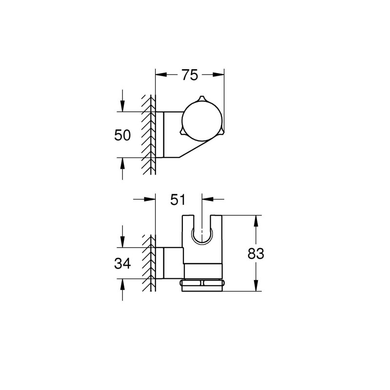 Grohe QuickFix Vitalio Universal Настінний тримач для ручного душу, регулюємий (26183001)
