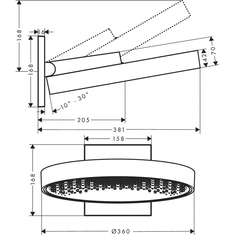 Hansgrohe Rainfinity Верхнiй душ 360 1jet з настiнним тримачем, чорний матовий, (26230670)