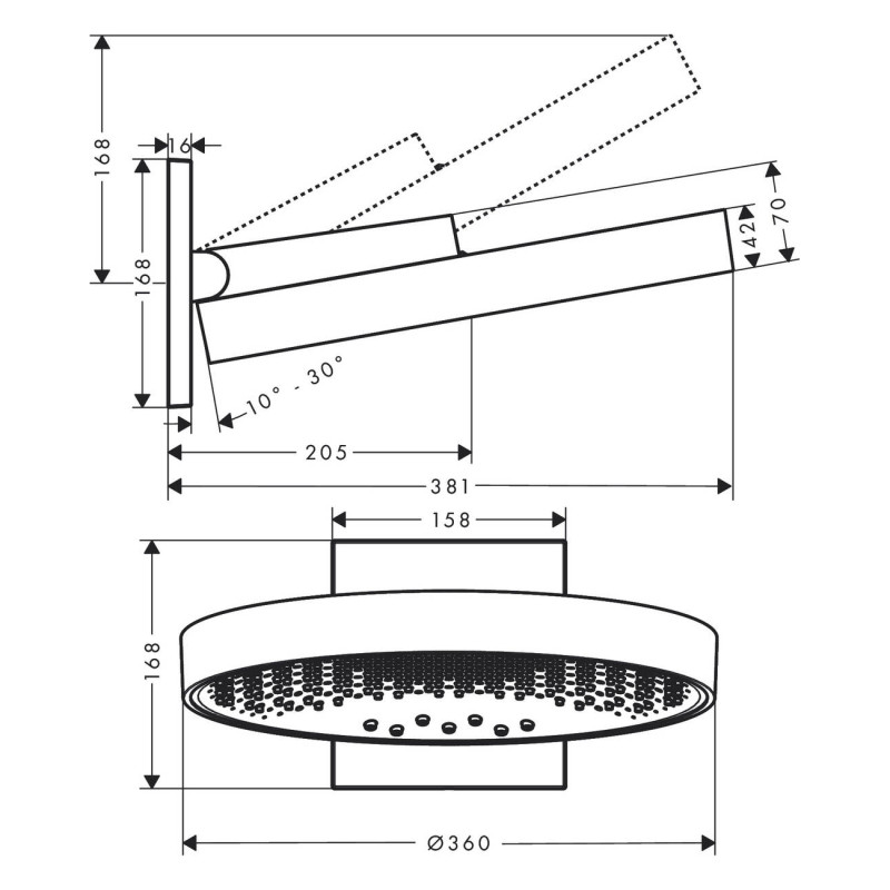 Hansgrohe Rainfinity Верхнiй душ 360 3jet, з настiнним тримачем, хром, (26234000)