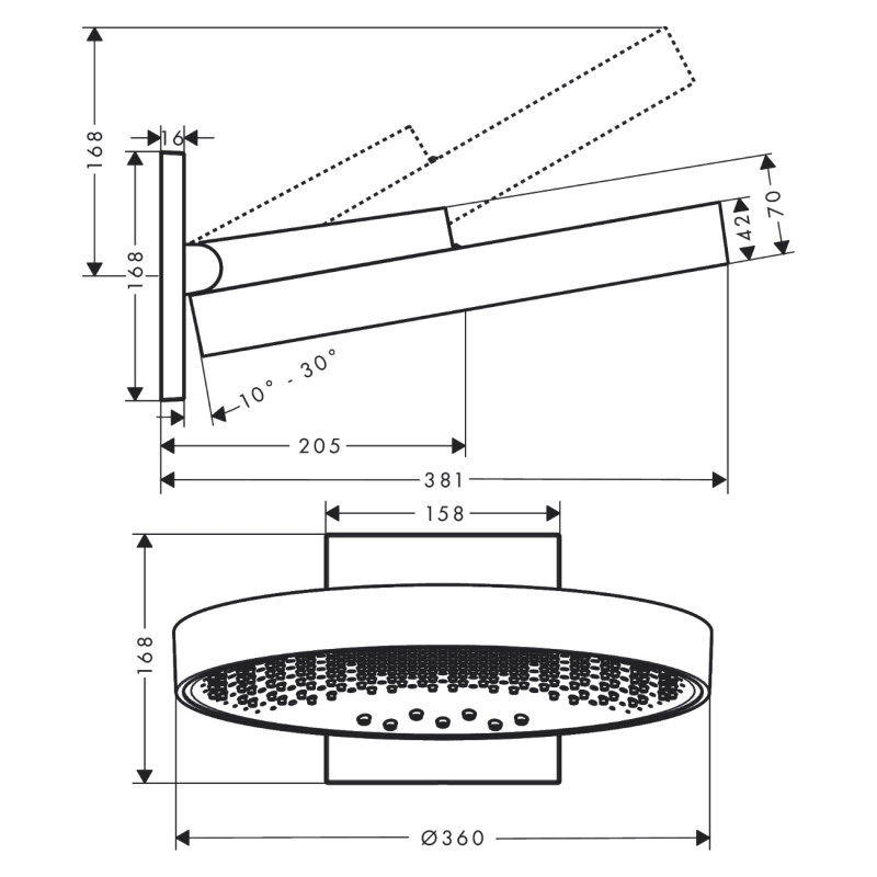 Hansgrohe Rainfinity Верхнiй душ 360 3jet з настiннимтримачем, матовий бiлий, (26234700)