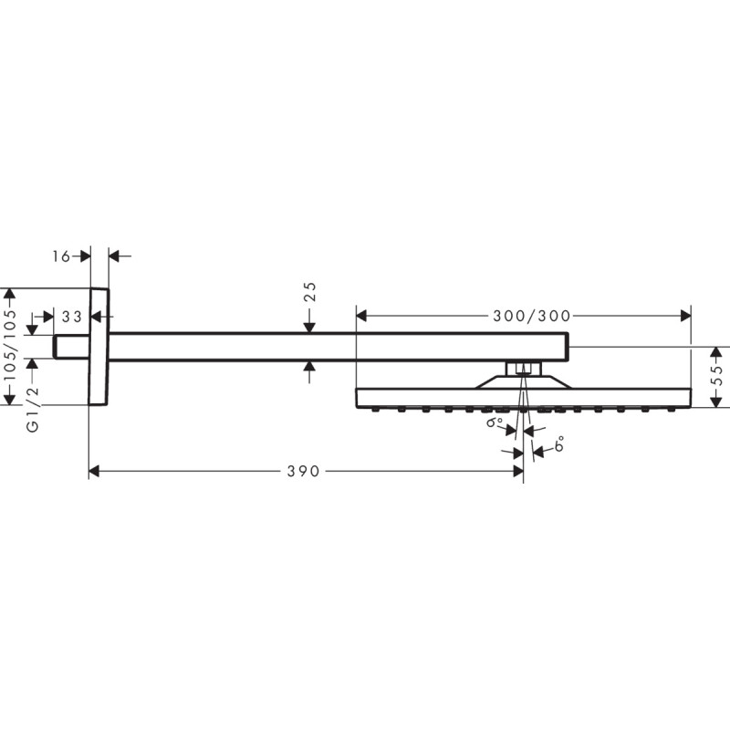 Hansgrohe Raindance E 300 Верхній душ, з тримачем, (26238000)