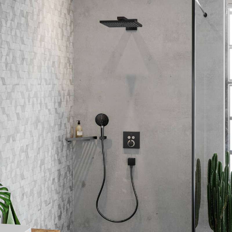 Hansgrohe Raindance E Верхнiй душ 300 Air 1jet, з тримачем 390 мм, шлiфований чорний хром, (26238340)