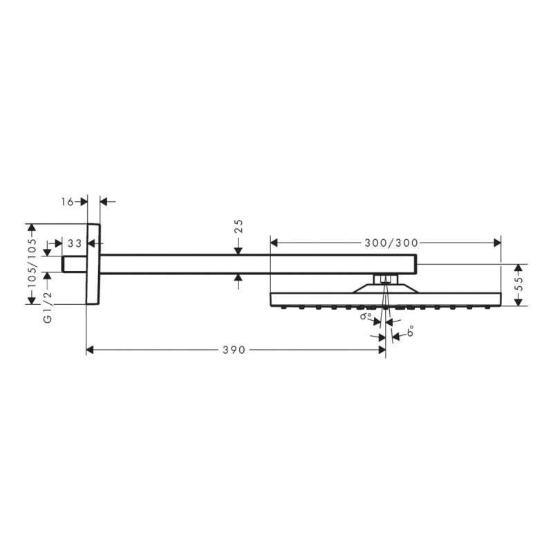 Hansgrohe Raindance E Верхнiй душ 300 1jet з тримачем, матовий бiлий, (26238700)