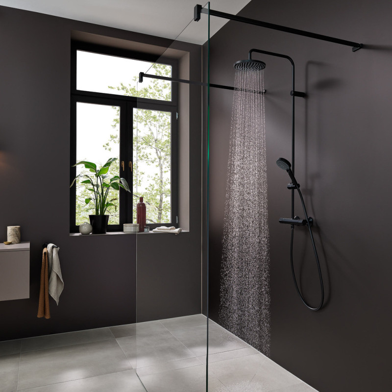 Hansgrohe Душова система Vernis Blend Showerpipe 200 1jet з термостатом, чорний матовий