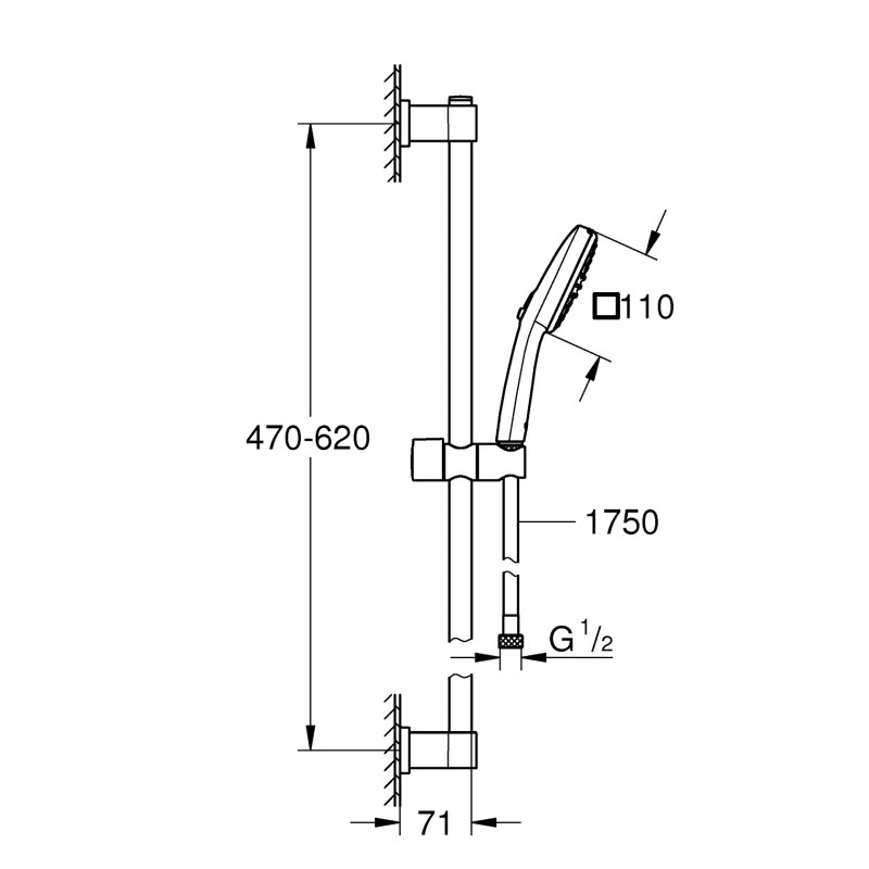 Grohe Quickfix Vitalio Comfort 110 Душовий гарнітур, 2 режими струменю (26398001)