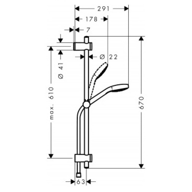 Hansgrohe MySelect S Multi Душовий набiр 0,65м, (26712400)