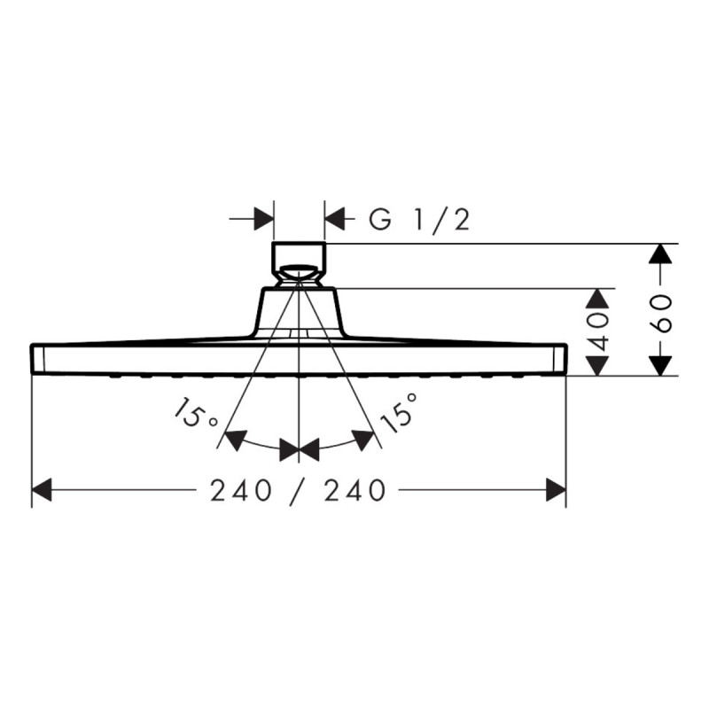 Hansgrohe CROMETTA E 240 верхнiй душ, 1jet, EcoSmart, 9л/хв, хром, (26727000)