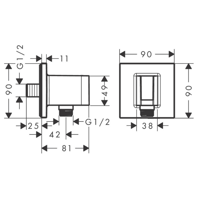 Hansgrohe FIXFIT Porter Square тримач для душу, чорный матовий, (26889670)