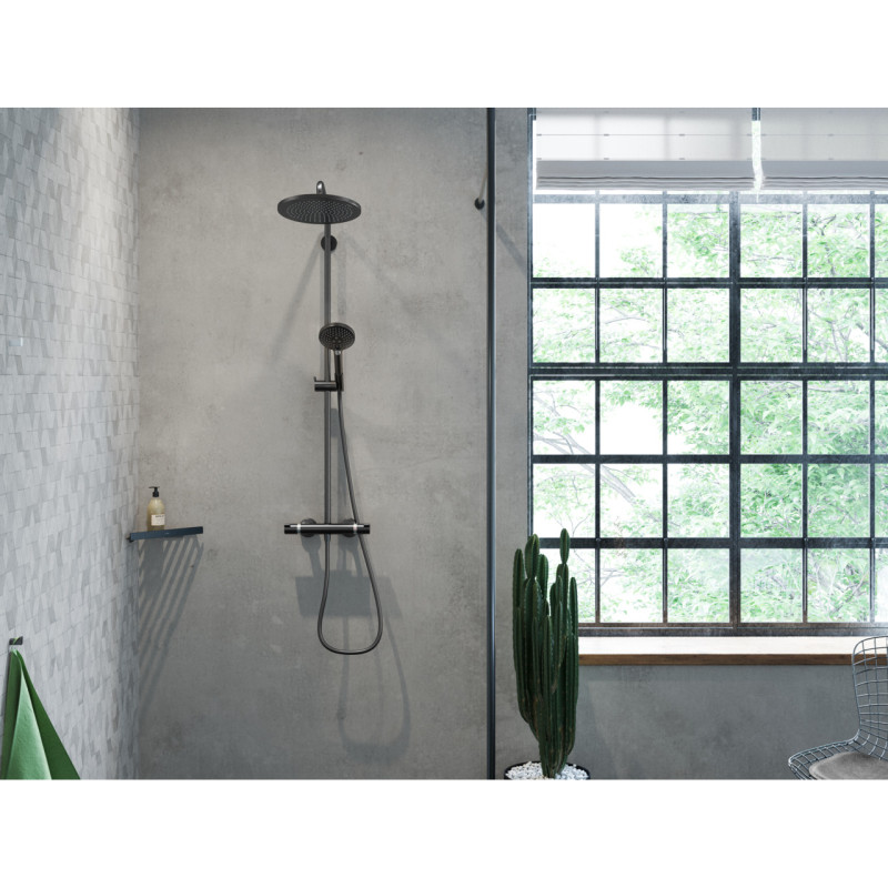 Hansgrohe Душова система Croma Select S Showerpipe 280 1jet із термостатом чорний матовий/хром