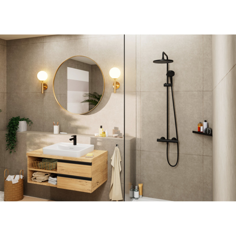 Hansgrohe VERNIS BLEND душова система Showerpipe 240 з термостатом для ванни, 1jet,чорний матовий, (26899670)