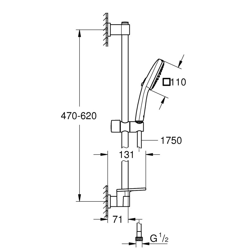 Grohe Quickfix Vitalio Comfort 110 Душовий гарнітур, 2 режими струменю (26929001)