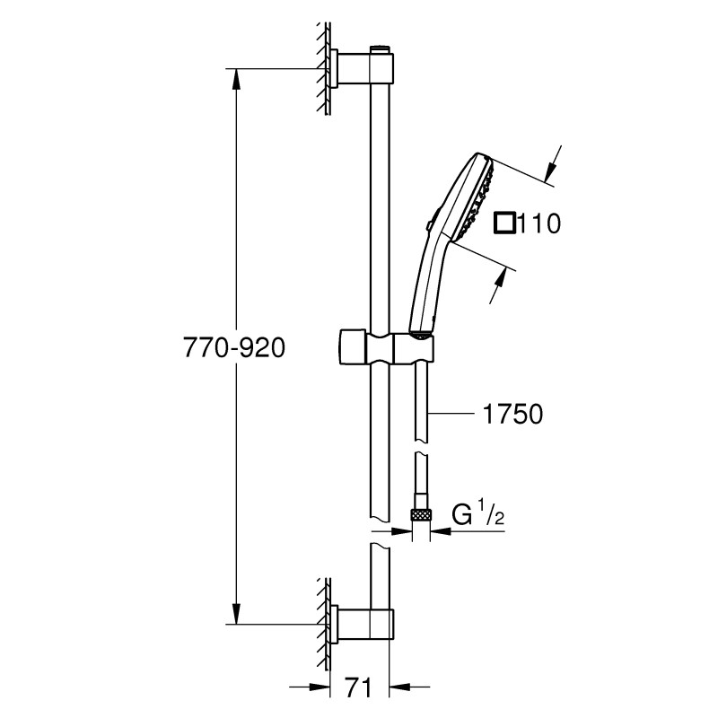 Grohe Quickfix Vitalio Comfort 110 Душовий гарнітур, 3 режими струменю (26932001)