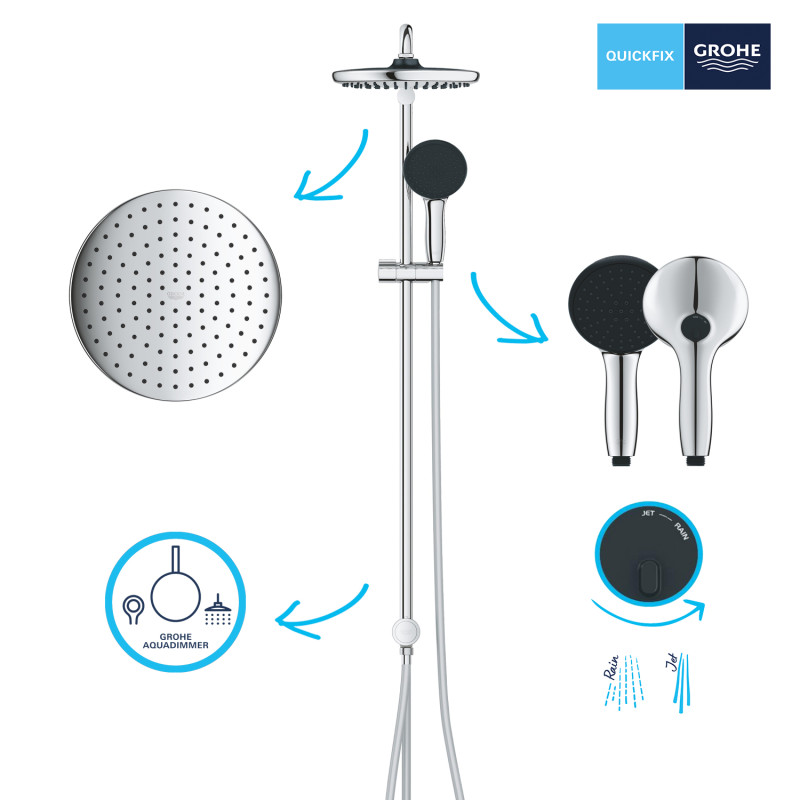 Grohe Quickfix Vitalio Start 250 Душова система Flex із перемикачем настінного монтажу (26989001)