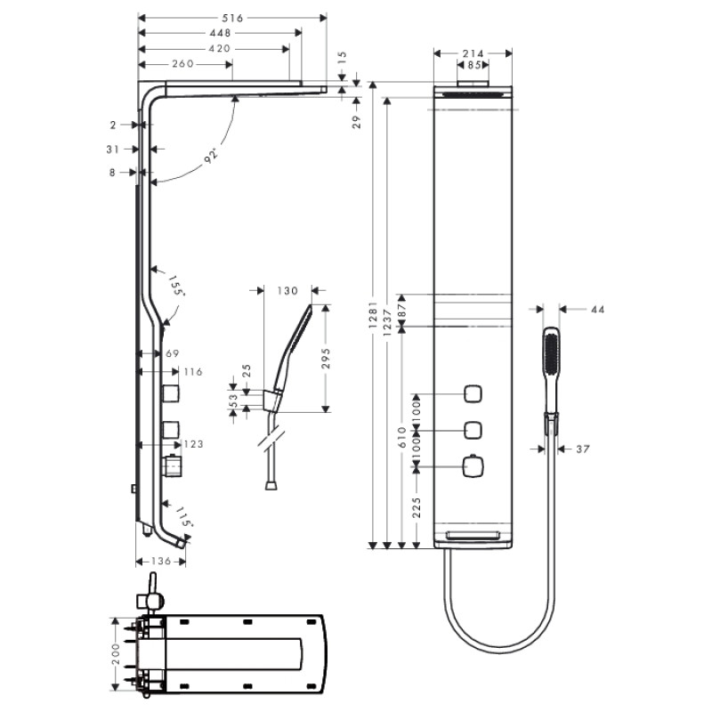 Hansgrohe Raindance Lift Гідромасажна стійка, (27008400)