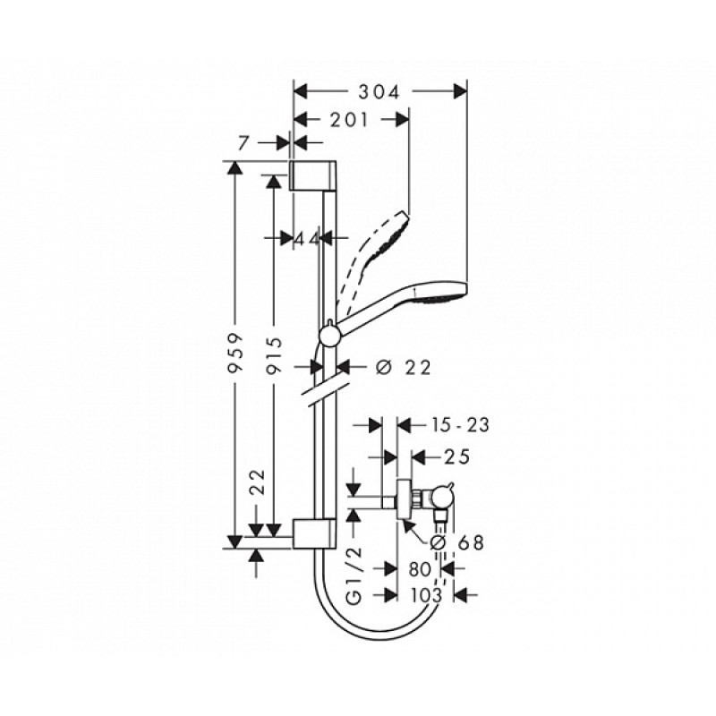 Hansgrohe Croma Select S Vario Душовий набір 0,90м + термостат, (27014400)