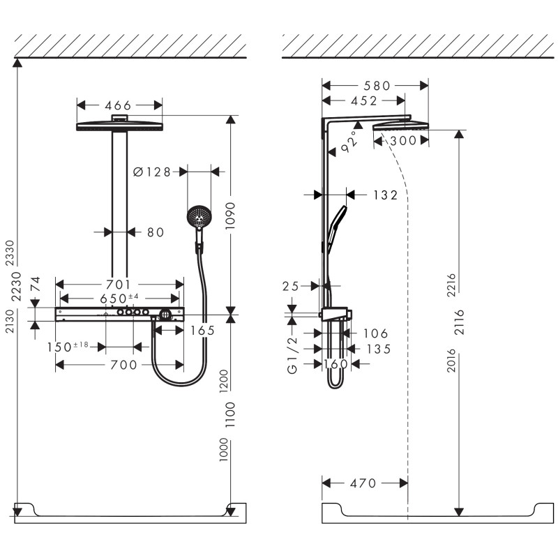 Hansgrohe Rainmaker Select 460 3jet Showerpipe для душа, білий/хром, (27106400)