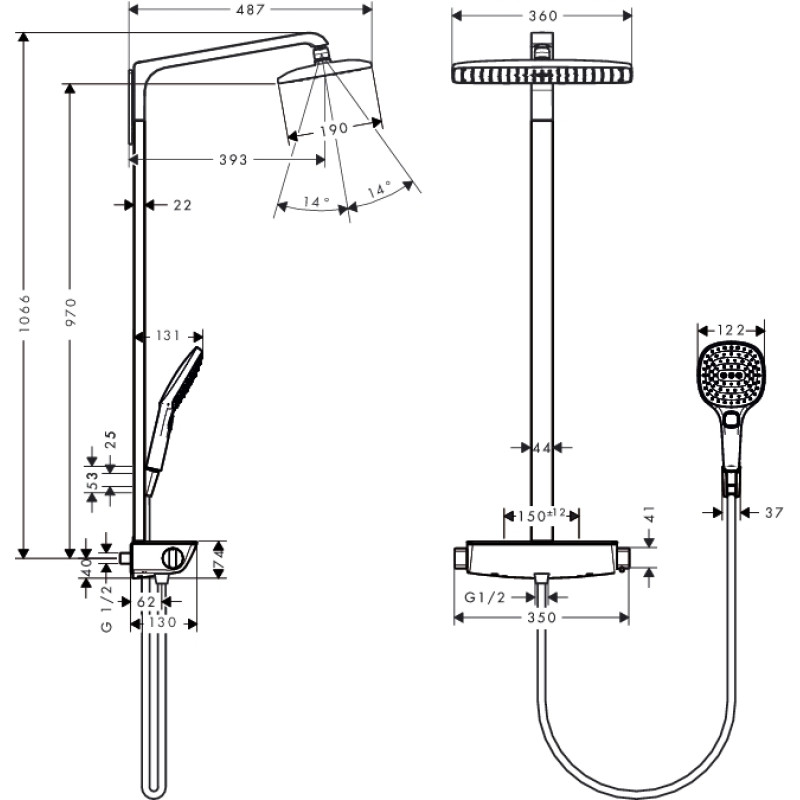 Hansgrohe Raindance Select Showerpipe душовою набір, душ 360 мм, (27112000)