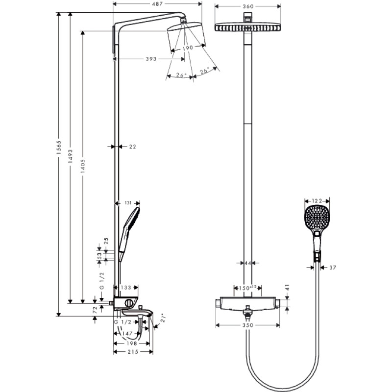 Hansgrohe Raindance Select 360 Showerpipe Душова система, (27113000)