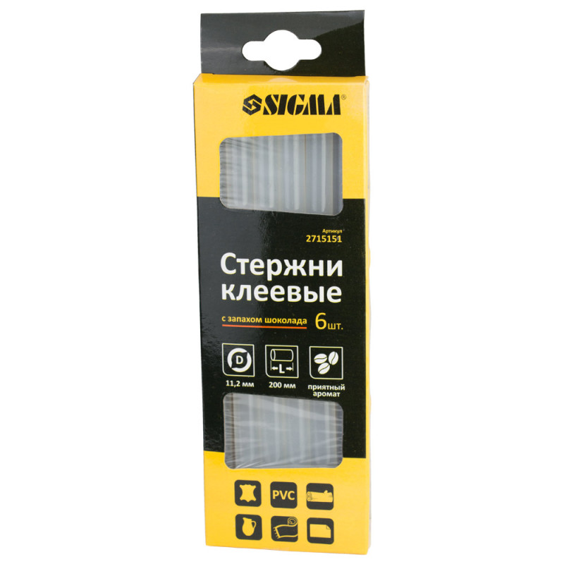 SIGMA Стрижні клейові Ø11.2×200мм 6шт (запах шоколаду) (2715151)