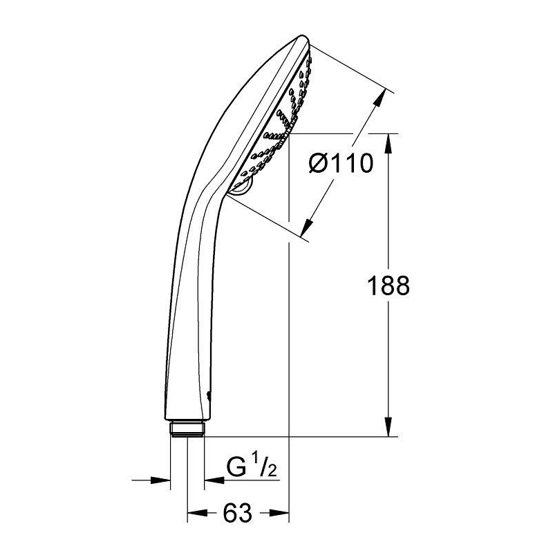 Grohe 27239000 Euphoria 110 Massage Ручний душ, 3 режими струменю phoria 110 Massage Ручний душ, 3 режими струменю (27239000)
