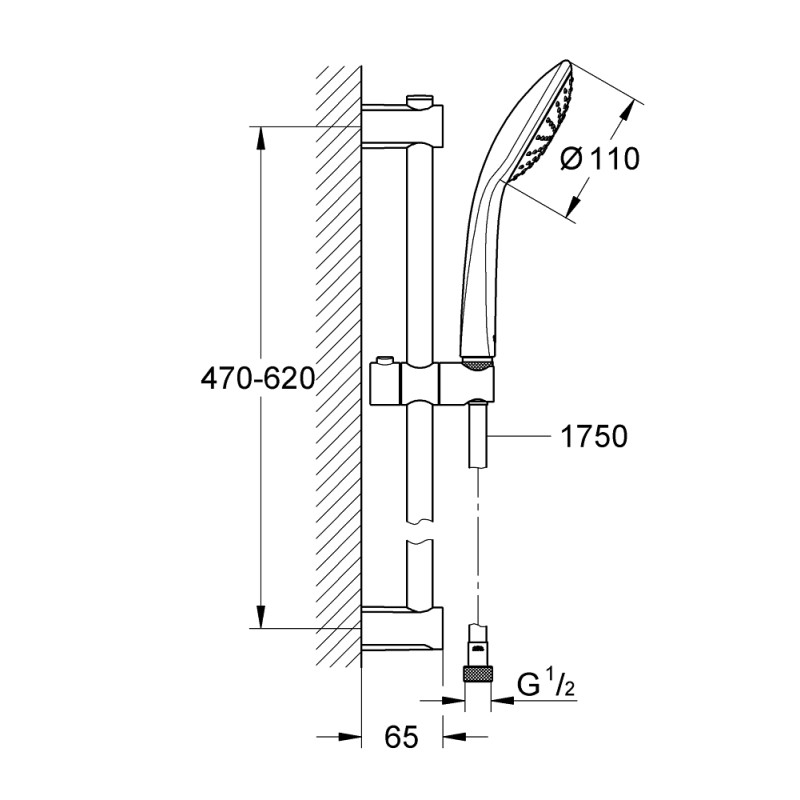 Grohe QuickFix Vitalio Joy Mono Душовий гарнітур, 1 режим струменя (27322000)