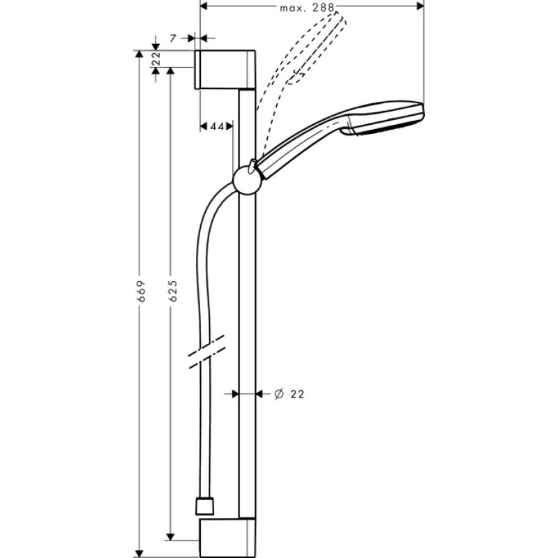 Hansgrohe MONSOON Vario душовий набiр0,65м, (27334400)