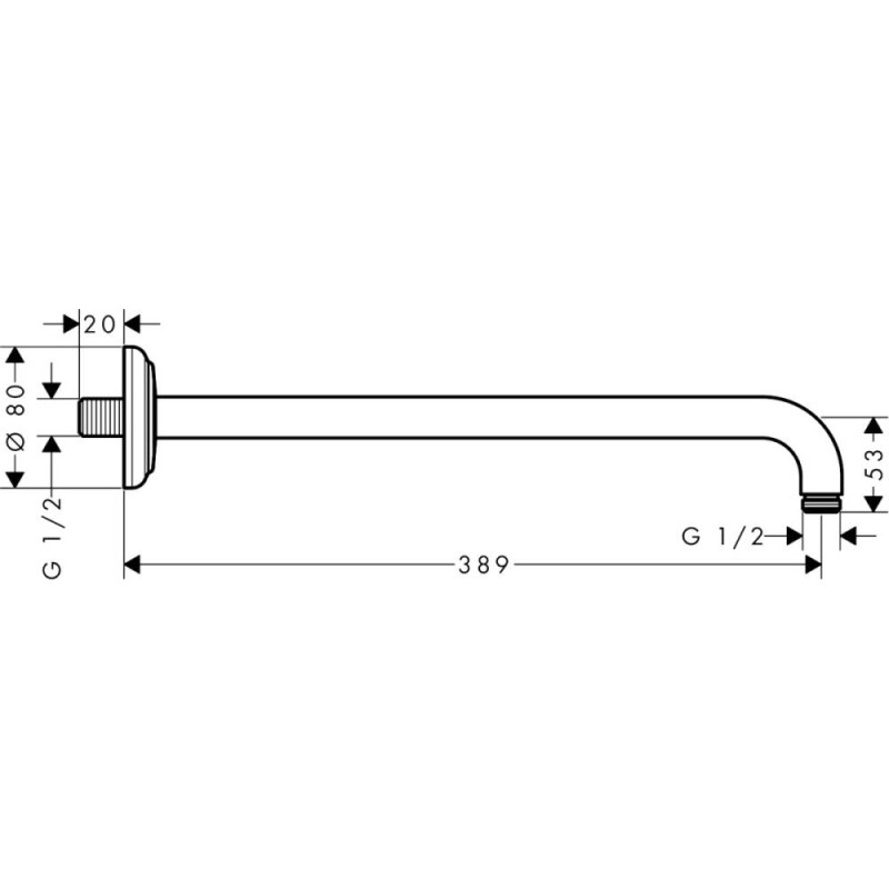 Axor Montreux Тримач 389мм, для верхнього душу, хром, Classic, (27348000)