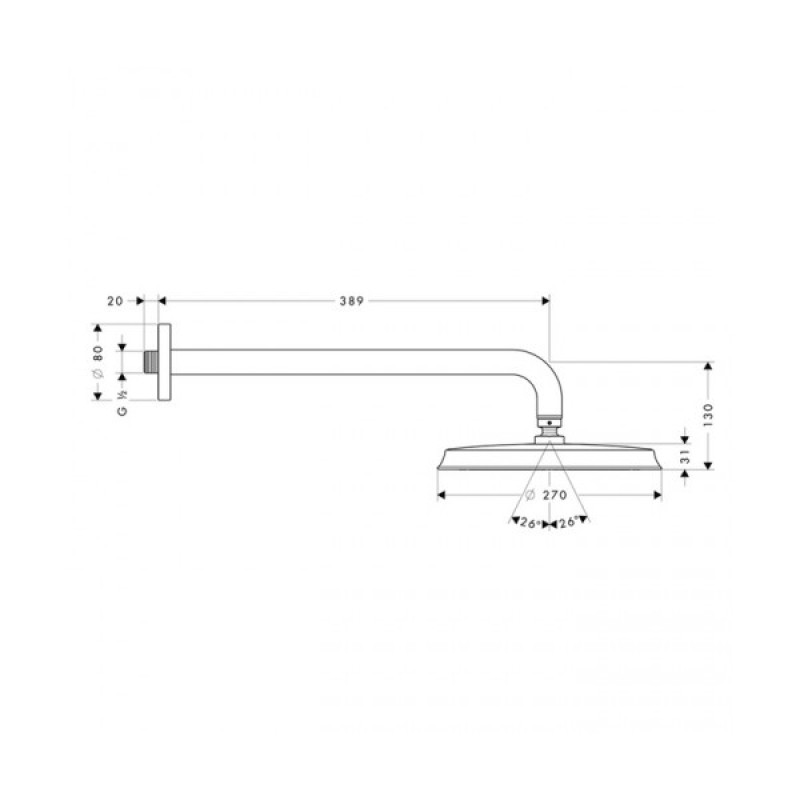 Hansgrohe Raindance Classic AIR Верхній душ 240 мм, тримач 383 мм, ½’, хром/під золото, (27424090)