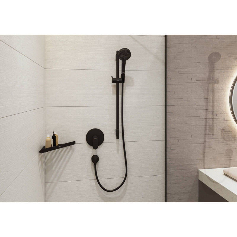 Hansgrohe FIXFIT E шлангове під`єднання, 1/2`, без клапану зворотнього току води, внутрiшня частина з латунi, колiр чорний матовий, (27454670)