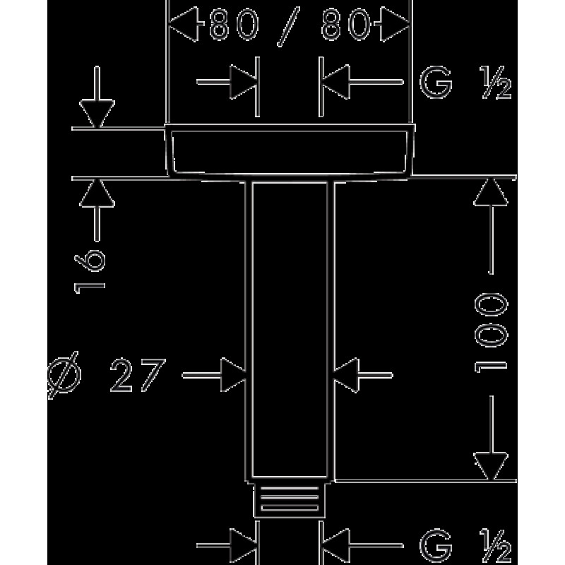 Hansgrohe Кріплення зі стелі E 100 мм для верхнього душа, хром, (27467000)
