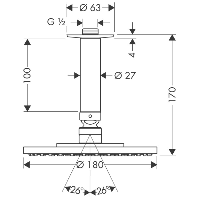 Hansgrohe Raindance S Air - верхній душ зі стелі 180 мм 27478000, (27478000)