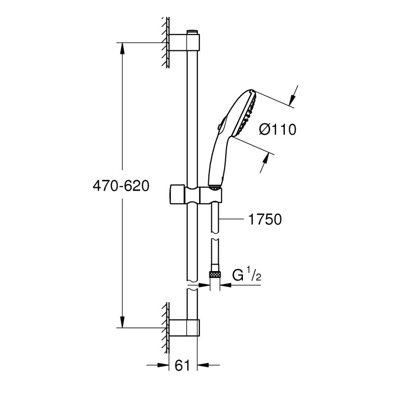 Grohe 27598003 New Tempesta Classic 100 Душовий набір, 2 режими w Tempesta Classic 100 Душовий набір, 2 режими (27598003)