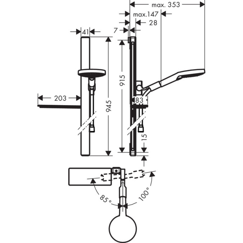 Hansgrohe Raindance Select S Душевий набір 120 3jet / Unica’ E 0.90 м, хром, (27648000)