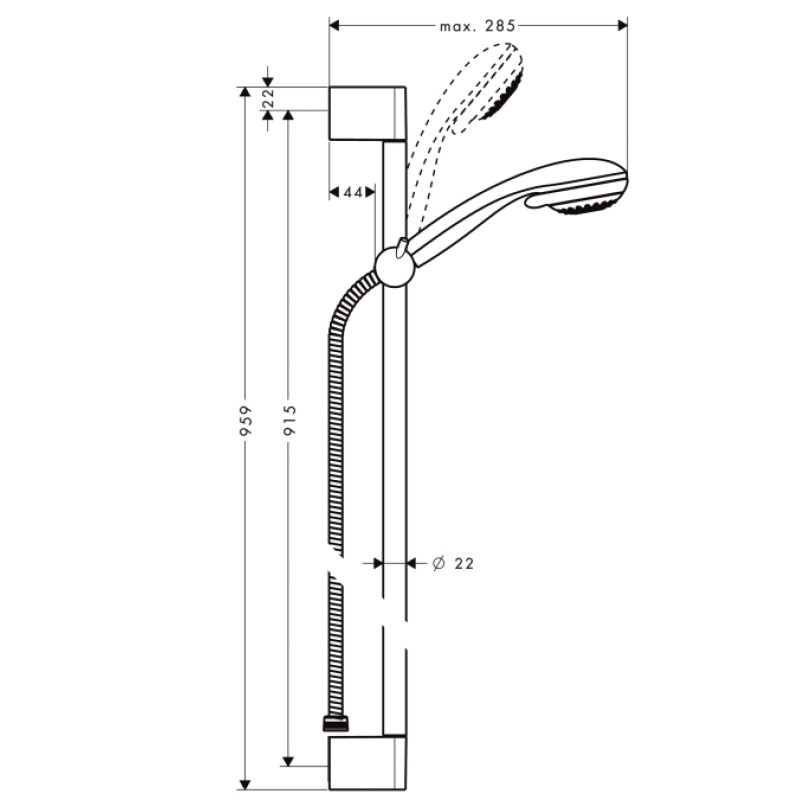 Hansgrohe Crometta 85 multi (90см) душова стійка 27766000, (27766000)