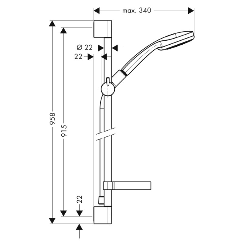 Hansgrohe Сroma 100 Vario (90) cm - душова штанга 27771000, (27771000)