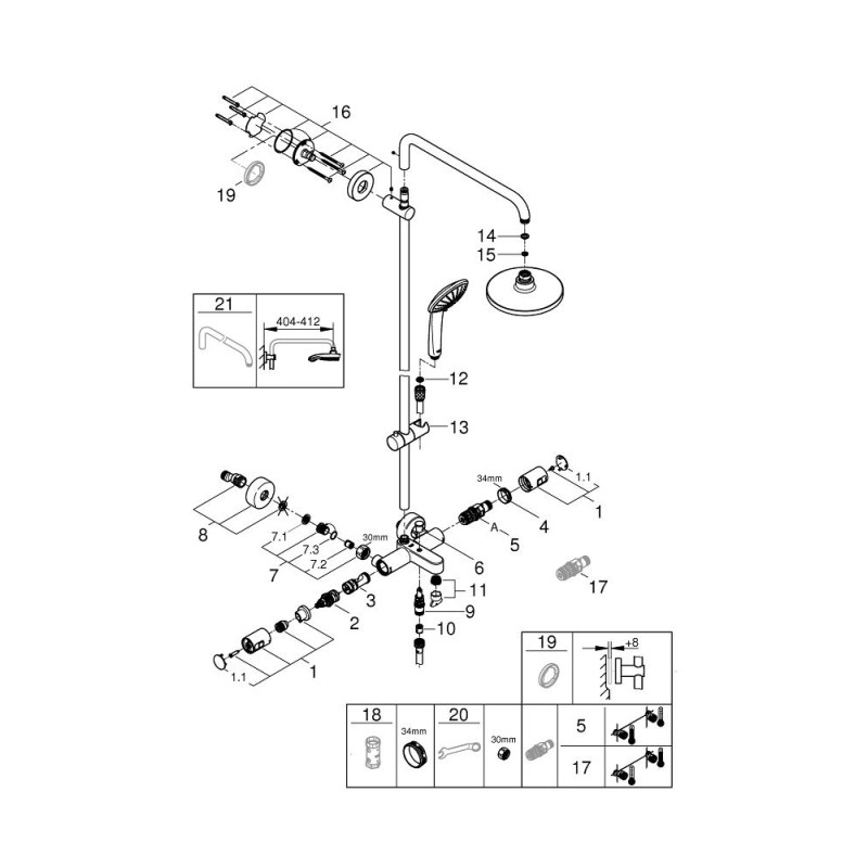 Grohe QuickFix Vitalio Joy System 260 Душова система з термостатом для душу з виливом (27860001)