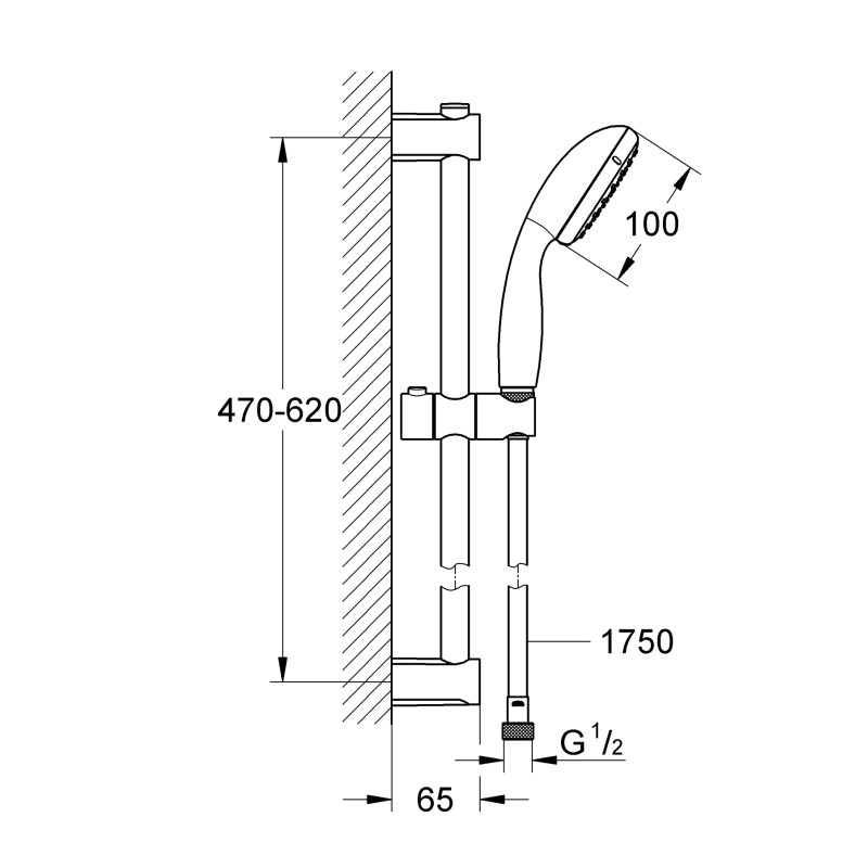 Grohe QuickFix Vitalio Start 100 Душовий гарнітур, 2 режима струменю (279482430)