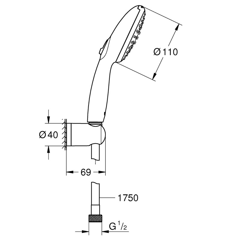 Grohe QuickFix Vitalio Start 110 Душовий набір, 2 режима струменю (27950001)