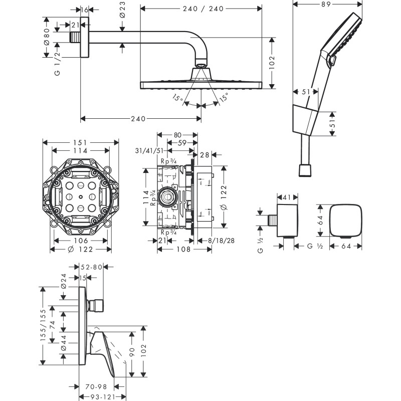 Hansgrohe Душова система Crometta E 240 (27957000)