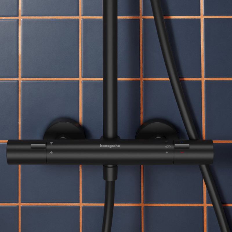 ACTIVERA S 240 1jet EcoSmart Showerpipe душова система з термостатом, чорний матовий