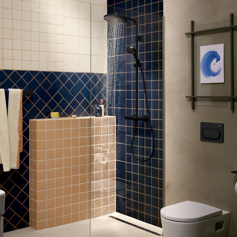 ACTIVERA S 240 1jet EcoSmart Showerpipe душова система з термостатом, чорний матовий