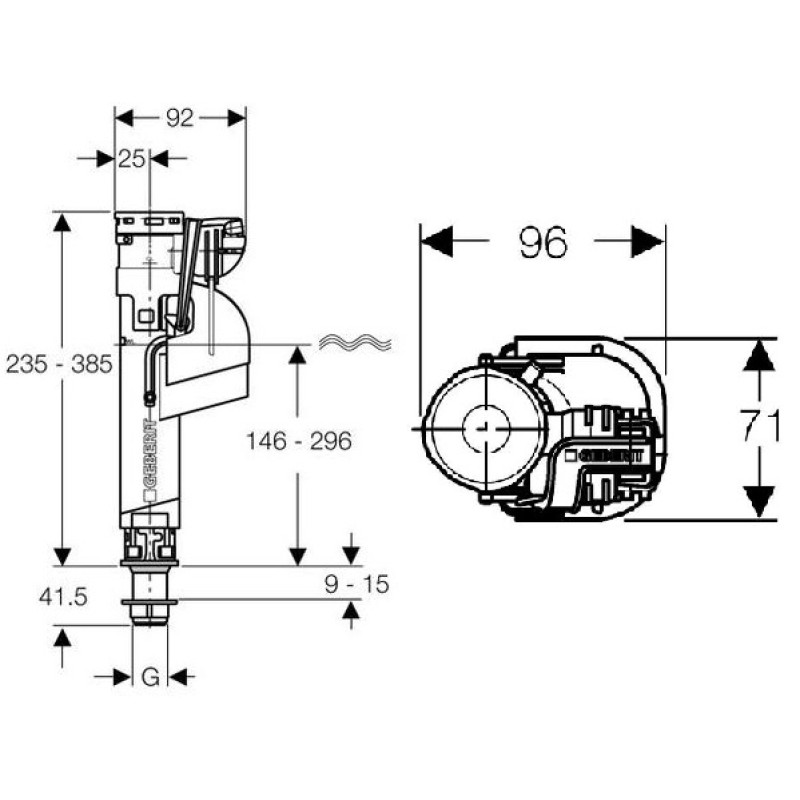 Geberit IMPULS 360 3 / 8 впускний клапан для зовнішнього бачка, (281.207.00.1)