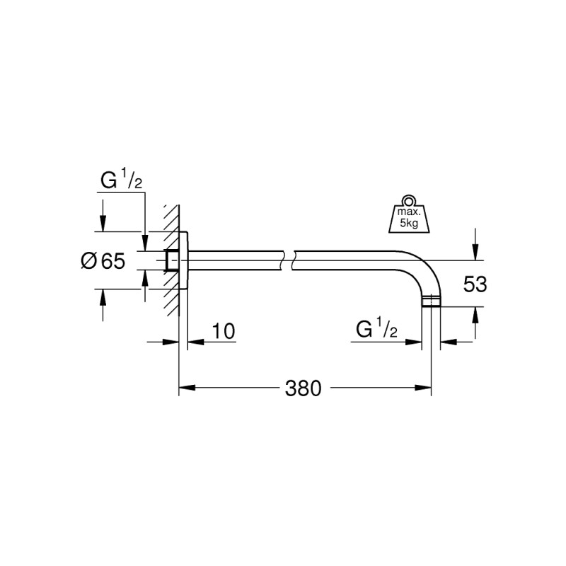 Grohe Rainshower Душовий кронштейн, 380 мм (28361000)