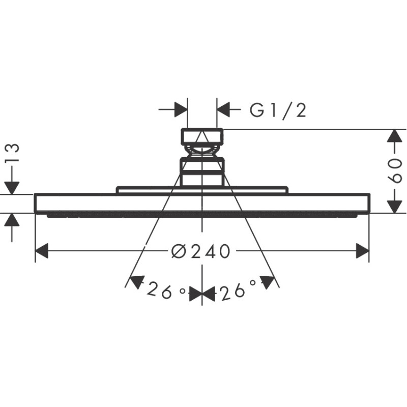 Axor Showers Верхнiй душ Starck, 240, 1 JET, ½’, колiр покриття шлiфована бронза, (28494140)
