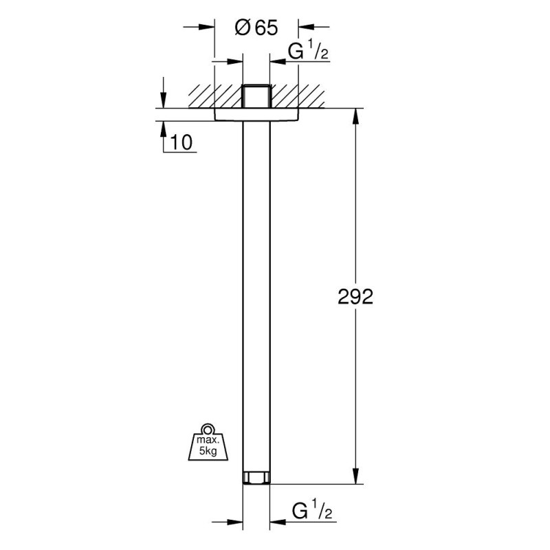 Grohe Rainshower Стельовый душовий кронштейн 292 мм (28497000)