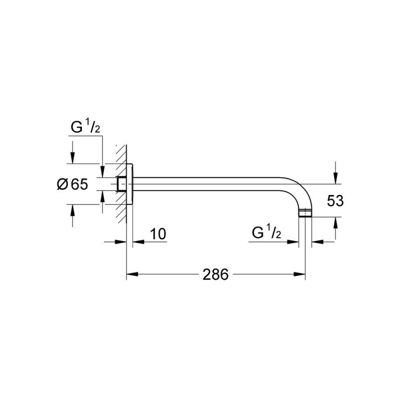 Grohe 28576000 Rainshower Душовий кронштейн 286 мм inshower Душовий кронштейн 286 мм (28576000)