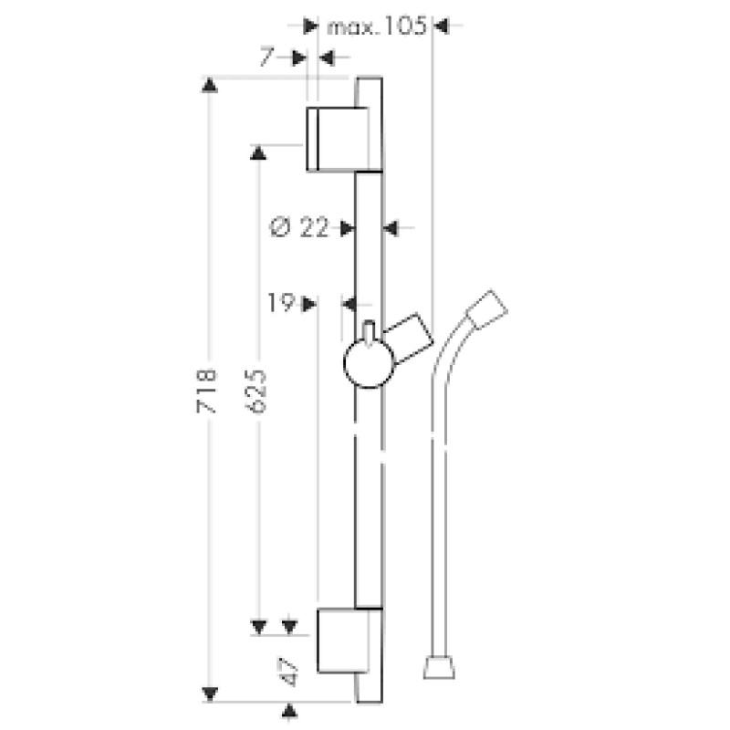 Hansgrohe Unica’S Puro Штанга 0,65 м, хром, (28632000)