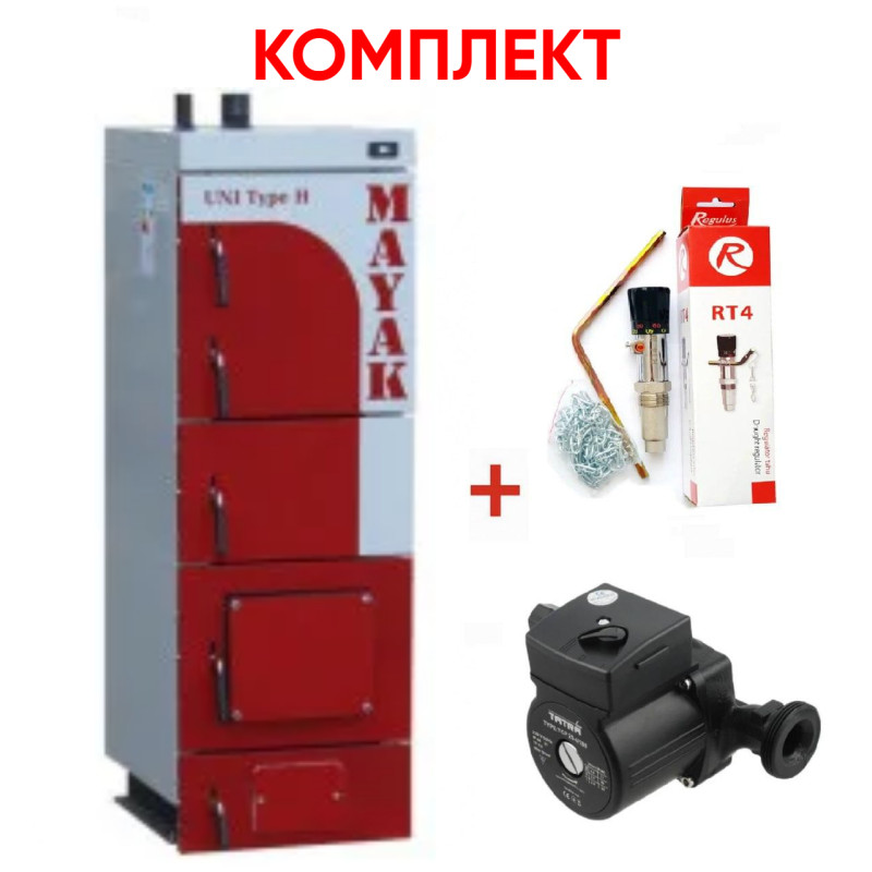 Маяк Комплект: Твердопаливний котел КТР-40 ЕКО MANUAL UNI type Н (29150)+комплект підключення